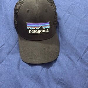Patagonia Black Trucker Hat with Multicolor Logo